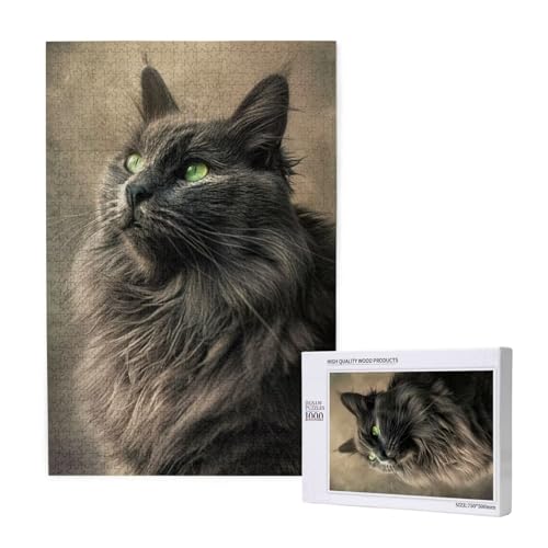 Katze Puzzle 300 Teile Erwachsene, DIY grau Puzzle Design für Erwachsene und Kinder ab 5 Jahren, HD Farbe Puzzel mit Geschenkbox Verpackung for Wand Zimmer Deko Wohnzimmer, Geschenke für Frauen -8292 von Wjffnzbz