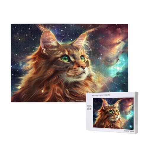 Katze Puzzle 300 Teile Erwachsene, Sternenhimmel Puzzle Design für Erwachsene und Kinder ab 5 Jahren, HD Farbe Puzzel mit Geschenkbox Verpackung for Zimmer Deko Wohnzimmer, Geschenke für Frauen -4432 von Wjffnzbz