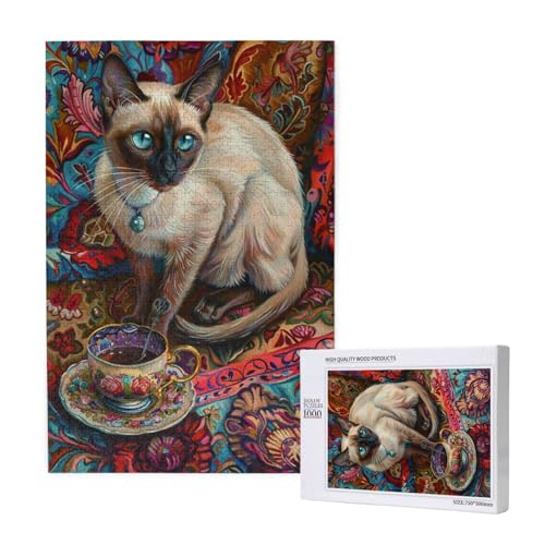 Katze Puzzle 500 Teile Erwachsene, DIY Abstrakt Puzzle Design für Erwachsene und Kinder ab 5 Jahren, HD Farbe Puzzel mit Geschenkbox Verpackung for Zimmer Deko Wohnzimmer, Geschenke für Frauen -5618 von Wjffnzbz