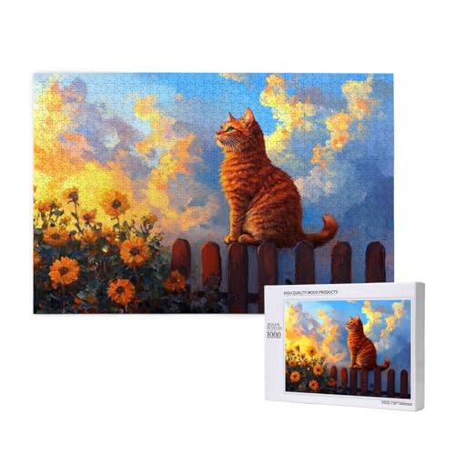 Katze Puzzle 500 Teile Erwachsene, DIY Blume Puzzle Design für Erwachsene und Kinder ab 5 Jahren, HD Farbe Puzzel mit Geschenkbox Verpackung for Wand Zimmer Deko Wohnzimmer, Geschenke für Frauen -4768 von Wjffnzbz