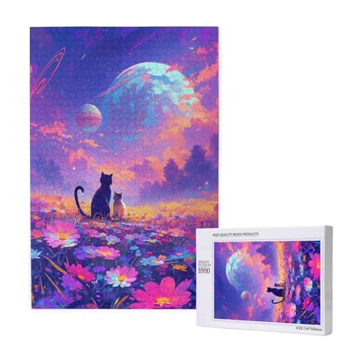 Katze Puzzle 500 Teile Erwachsene, DIY Blume Puzzle Design für Erwachsene und Kinder ab 5 Jahren, HD Farbe Puzzel mit Geschenkbox Verpackung for Wand Zimmer Deko Wohnzimmer, Geschenke für Frauen -8753 von Wjffnzbz