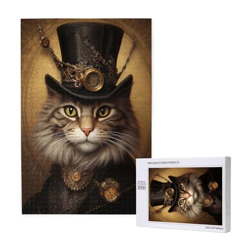 Katze Puzzle 500 Teile Erwachsene, DIY Hut Puzzle Design für Erwachsene und Kinder ab 5 Jahren, HD Farbe Puzzel mit Geschenkbox Verpackung for Wand Zimmer Deko Wohnzimmer, Geschenke für Frauen -6243 von Wjffnzbz