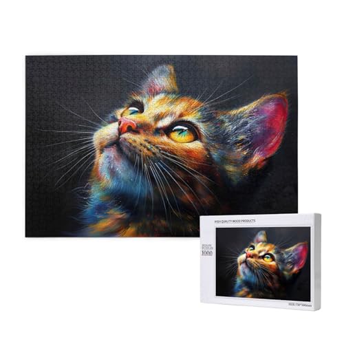 Katze Puzzle 500 Teile Erwachsene, DIY Kunst Puzzle Design für Erwachsene und Kinder ab 5 Jahren, HD Farbe Puzzel mit Geschenkbox Verpackung for Wand Zimmer Deko Wohnzimmer, Geschenke für Frauen -1433 von Wjffnzbz