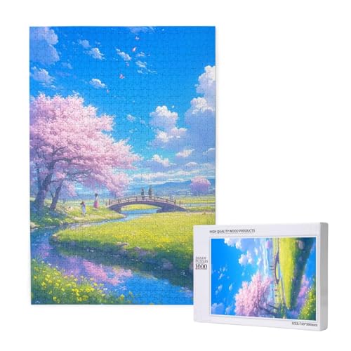 Kirschblüten Puzzle 1000 Teile Erwachsene, DIY Landschaft Puzzle Design für Erwachsene und Kinder ab 5 Jahren, Puzzel mit Geschenkbox Verpackung for Zimmer Deko Wohnzimmer, Geschenke für Frauen -7359 von Wjffnzbz