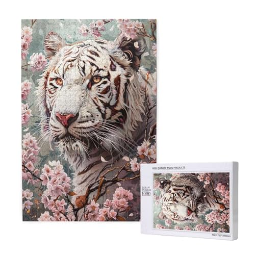 Kirschblüten Puzzle 1000 Teile Erwachsene, Tiger Puzzle Design für Erwachsene und Kinder ab 5 Jahren, HD Farbe Puzzel mit Geschenkbox Verpackung for Zimmer Deko Wohnzimmer, Geschenke für Frauen -5869 von Wjffnzbz