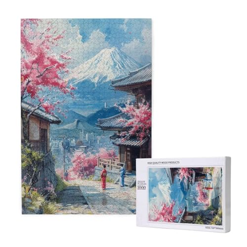 Kirschblüten Puzzle 300 Teile Erwachsene, Berg Fuji Puzzle Design für Erwachsene und Kinder ab 5 Jahren, Farbe Puzzel mit Geschenkbox Verpackung for Zimmer Deko Wohnzimmer, Geschenke für Frauen -7312 von Wjffnzbz