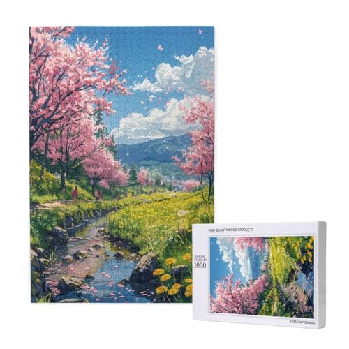 Kirschblüten Puzzle 300 Teile Erwachsene, DIY Landschaft Puzzle Design für Erwachsene und Kinder ab 5 Jahren, Puzzel mit Geschenkbox Verpackung for Zimmer Deko Wohnzimmer, Geschenke für Frauen -7487 von Wjffnzbz