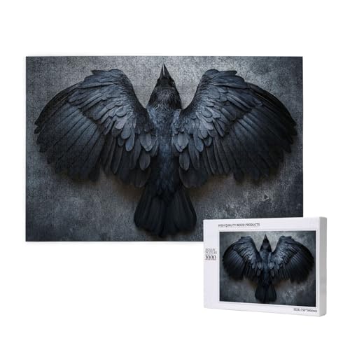 Krähe Puzzle 300 Teile Erwachsene, 5D DIY Schwarz Puzzle Design für Erwachsene und Kinder ab 5 Jahren, HD Farbe Puzzel mit Geschenkbox Verpackung for Zimmer Deko Wohnzimmer, Geschenke für Frauen -2897 von Wjffnzbz