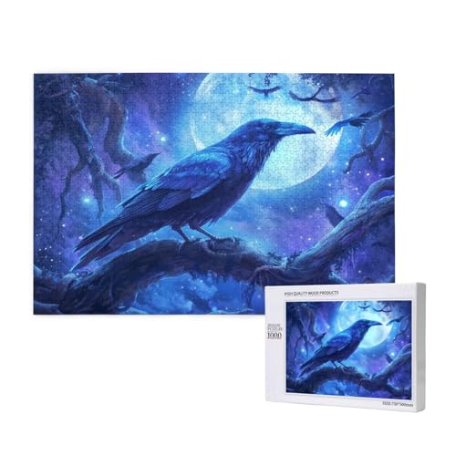 Krähe Puzzle 500 Teile Erwachsene, DIY Mond Puzzle Design für Erwachsene und Kinder ab 5 Jahren, HD Farbe Puzzel mit Geschenkbox Verpackung for Wand Zimmer Deko Wohnzimmer, Geschenke für Frauen -4248 von Wjffnzbz