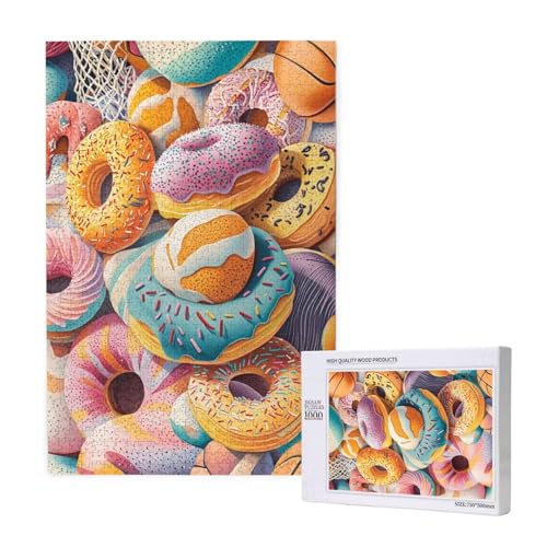 Krapfen Puzzle 500 Teile Erwachsene, Nachtisch Puzzle Design für Erwachsene und Kinder ab 5 Jahren, HD Farbe Puzzel mit Geschenkbox Verpackung for Zimmer Deko Wohnzimmer, Geschenke für Frauen -6588 von Wjffnzbz