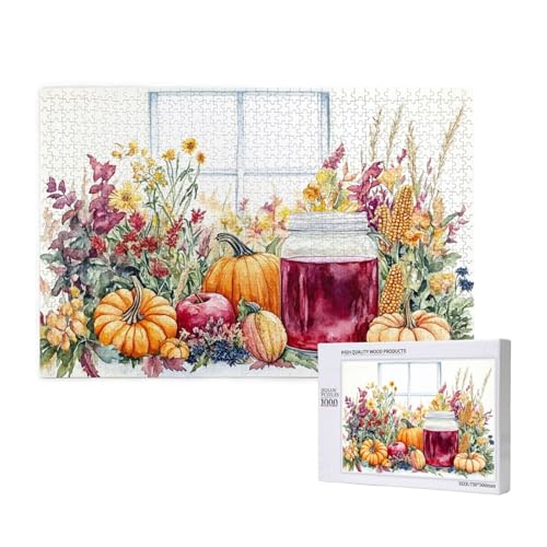 Kürbis Puzzle 300 Teile Erwachsene, 5D DIY Blume Puzzle Design für Erwachsene und Kinder ab 5 Jahren, HD Farbe Puzzel mit Geschenkbox Verpackung for Zimmer Deko Wohnzimmer, Geschenke für Frauen -1777 von Wjffnzbz