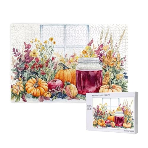 Kürbis Puzzle 500 Teile Erwachsene, 5D DIY Blume Puzzle Design für Erwachsene und Kinder ab 5 Jahren, HD Farbe Puzzel mit Geschenkbox Verpackung for Zimmer Deko Wohnzimmer, Geschenke für Frauen -1778 von Wjffnzbz