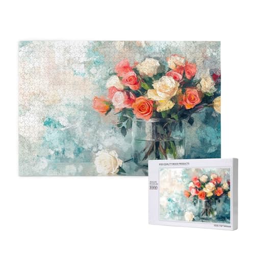 Kunst Puzzle 300 Teile Erwachsene, DIY Blume Puzzle Design für Erwachsene und Kinder ab 5 Jahren, HD Farbe Puzzel mit Geschenkbox Verpackung for Wand Zimmer Deko Wohnzimmer, Geschenke für Frauen -1927 von Wjffnzbz