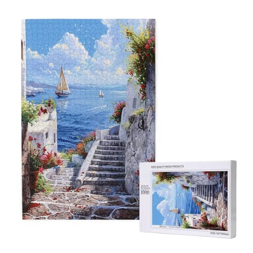 Landschaft Puzzle 1000 Teile Erwachsene, Segelboot Puzzle Design für Erwachsene und Kinder ab 5 Jahren, Farbe Puzzel mit Geschenkbox Verpackung for Zimmer Deko Wohnzimmer, Geschenke für Frauen -5684 von Wjffnzbz