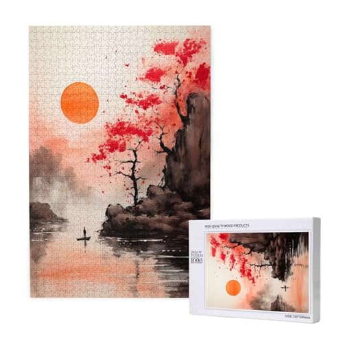 Landschaft Puzzle 1500 Teile Erwachsene, DIY Baum Puzzle Design für Erwachsene und Kinder ab 5 Jahren, HD Farbe Puzzel mit Geschenkbox Verpackung for Zimmer Deko Wohnzimmer, Geschenke für Frauen -5340 von Wjffnzbz