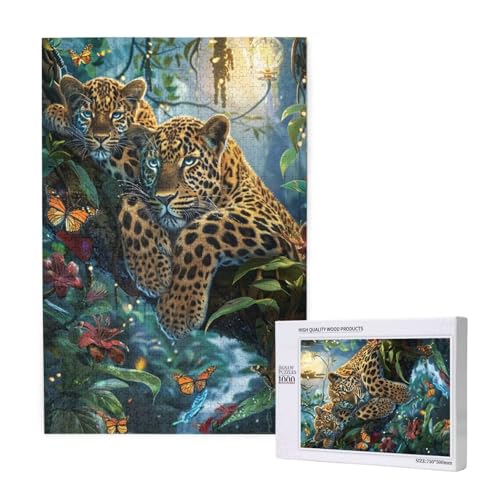 Leopard Puzzle 1000 Teile Erwachsene, 5D DIY Tier Puzzle Design für Erwachsene und Kinder ab 5 Jahren, HD Farbe Puzzel mit Geschenkbox Verpackung for Zimmer Deko Wohnzimmer, Geschenke für Frauen -8454 von Wjffnzbz