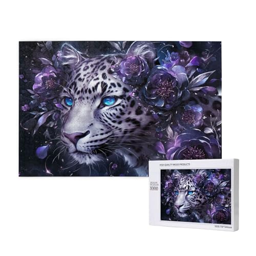 Leopard Puzzle 300 Teile Erwachsene, 5D DIY Blume Puzzle Design für Erwachsene und Kinder ab 5 Jahren, HD Farbe Puzzel mit Geschenkbox Verpackung for Zimmer Deko Wohnzimmer, Geschenke für Frauen -567 von Wjffnzbz