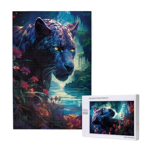 Leopard Puzzle 500 Teile Erwachsene, 5D DIY Blume Puzzle Design für Erwachsene und Kinder ab 5 Jahren, HD Farbe Puzzel mit Geschenkbox Verpackung for Zimmer Deko Wohnzimmer, Geschenke für Frauen -5568 von Wjffnzbz