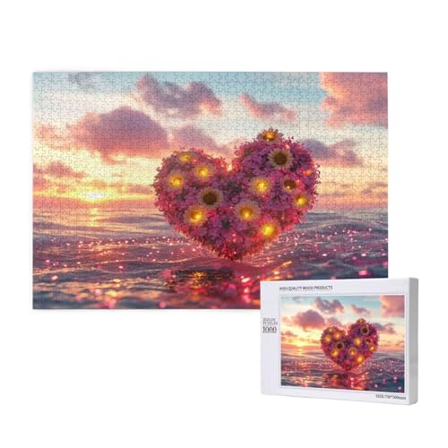 Liebe Puzzle 1500 Teile Erwachsene, 5D DIY Strand Puzzle Design für Erwachsene und Kinder ab 5 Jahren, HD Farbe Puzzel mit Geschenkbox Verpackung for Zimmer Deko Wohnzimmer, Geschenke für Frauen -2010 von Wjffnzbz