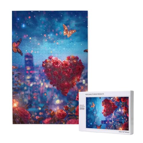 Liebe Puzzle 1500 Teile Erwachsene, Schmetterling Puzzle Design für Erwachsene und Kinder ab 5 Jahren, Farbe Puzzel mit Geschenkbox Verpackung for Zimmer Deko Wohnzimmer, Geschenke für Frauen -8915 von Wjffnzbz