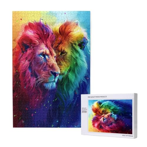 Löwe Puzzle 1000 Teile Erwachsene, DIY Fantasie Puzzle Design für Erwachsene und Kinder ab 5 Jahren, HD Farbe Puzzel mit Geschenkbox Verpackung for Zimmer Deko Wohnzimmer, Geschenke für Frauen -5219 von Wjffnzbz