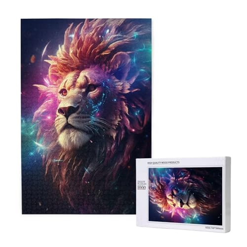 Löwe Puzzle 300 Teile Erwachsene, 5D DIY Fantasie Puzzle Design für Erwachsene und Kinder ab 5 Jahren, HD Farbe Puzzel mit Geschenkbox Verpackung for Zimmer Deko Wohnzimmer, Geschenke für Frauen -5357 von Wjffnzbz