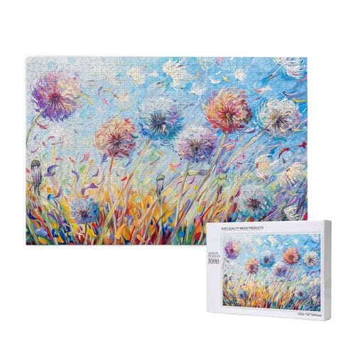 Löwenzahn Puzzle 1000 Teile Erwachsene, DIY Kunst Puzzle Design für Erwachsene und Kinder ab 5 Jahren, HD Farbe Puzzel mit Geschenkbox Verpackung for Zimmer Deko Wohnzimmer, Geschenke für Frauen -669 von Wjffnzbz