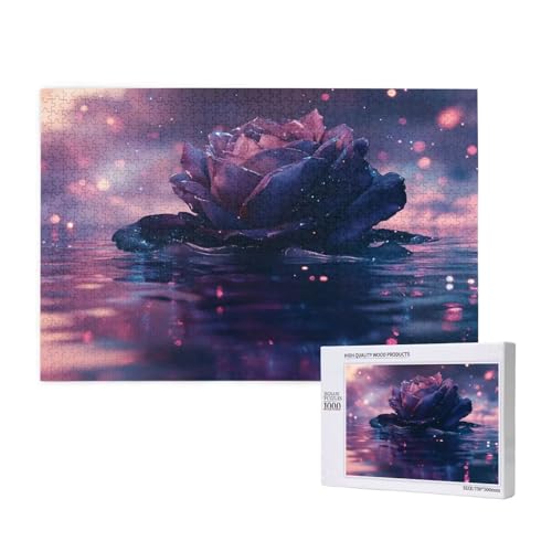 Lotus Puzzle 1000 Teile Erwachsene, DIY Schwarz Puzzle Design für Erwachsene und Kinder ab 5 Jahren, HD Farbe Puzzel mit Geschenkbox Verpackung for Zimmer Deko Wohnzimmer, Geschenke für Frauen -4799 von Wjffnzbz