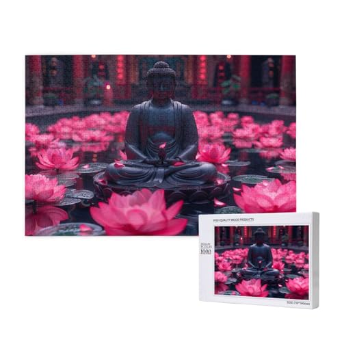 Lotus Puzzle 1000 Teile Erwachsene, DIY Zen Puzzle Design für Erwachsene und Kinder ab 5 Jahren, HD Farbe Puzzel mit Geschenkbox Verpackung for Wand Zimmer Deko Wohnzimmer, Geschenke für Frauen -1219 von Wjffnzbz