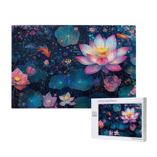 Lotus Puzzle 1500 Teile Erwachsene, Lotusblatt Puzzle Design für Erwachsene und Kinder ab 5 Jahren, HD Farbe Puzzel mit Geschenkbox Verpackung for Zimmer Deko Wohnzimmer, Geschenke für Frauen -3740 von Wjffnzbz