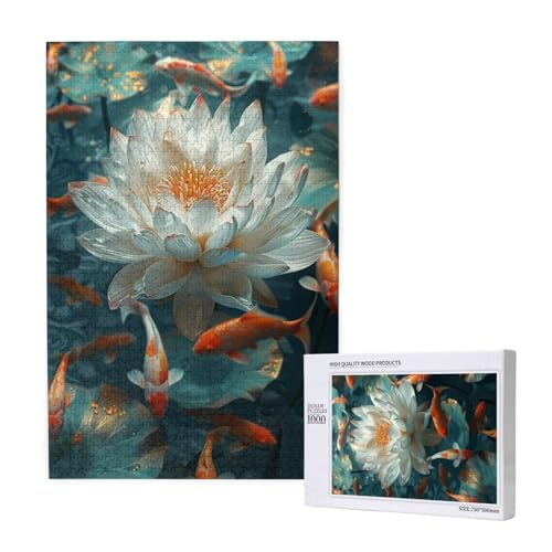 Lotus Puzzle 300 Teile Erwachsene, DIY Koi Puzzle Design für Erwachsene und Kinder ab 5 Jahren, HD Farbe Puzzel mit Geschenkbox Verpackung for Wand Zimmer Deko Wohnzimmer, Geschenke für Frauen -7827 von Wjffnzbz