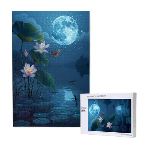 Lotus Puzzle 300 Teile Erwachsene, DIY Mond Puzzle Design für Erwachsene und Kinder ab 5 Jahren, HD Farbe Puzzel mit Geschenkbox Verpackung for Wand Zimmer Deko Wohnzimmer, Geschenke für Frauen -9382 von Wjffnzbz