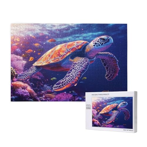 Meeresschildkröte Puzzle 1500 Teile Erwachsene, DIY Fisch Puzzle Design für Erwachsene und Kinder ab 5 Jahren, Puzzel mit Geschenkbox Verpackung for Zimmer Deko Wohnzimmer, Geschenke für Frauen -3335 von Wjffnzbz