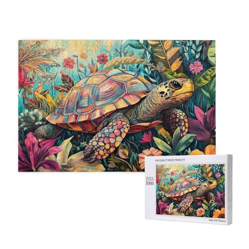 Meeresschildkröte Puzzle 1500 Teile Erwachsene, DIY Kunst Puzzle Design für Erwachsene und Kinder ab 5 Jahren, Puzzel mit Geschenkbox Verpackung for Zimmer Deko Wohnzimmer, Geschenke für Frauen -3375 von Wjffnzbz