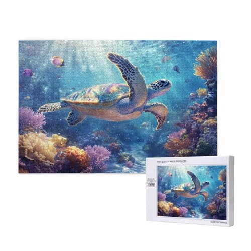 Meeresschildkröte Puzzle 300 Teile Erwachsene, DIY Koralle Puzzle Design für Erwachsene und Kinder ab 5 Jahren, Puzzel mit Geschenkbox Verpackung for Zimmer Deko Wohnzimmer, Geschenke für Frauen -4927 von Wjffnzbz