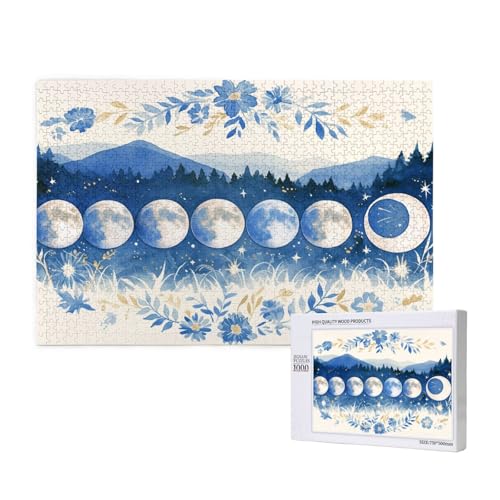 Mond Puzzle 1000 Teile Erwachsene, 5D DIY Gebirge Puzzle Design für Erwachsene und Kinder ab 5 Jahren, HD Farbe Puzzel mit Geschenkbox Verpackung for Zimmer Deko Wohnzimmer, Geschenke für Frauen -444 von Wjffnzbz