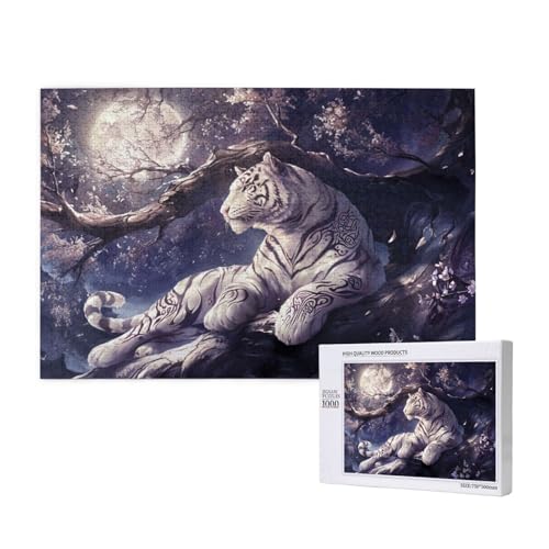 Mond Puzzle 1000 Teile Erwachsene, DIY Tiger Puzzle Design für Erwachsene und Kinder ab 5 Jahren, HD Farbe Puzzel mit Geschenkbox Verpackung for Wand Zimmer Deko Wohnzimmer, Geschenke für Frauen -384 von Wjffnzbz