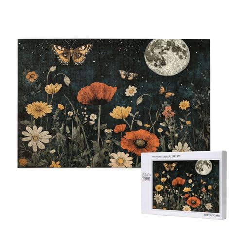 Mond Puzzle 1500 Teile Erwachsene, Schmetterling Puzzle Design für Erwachsene und Kinder ab 5 Jahren, HD Farbe Puzzel mit Geschenkbox Verpackung for Zimmer Deko Wohnzimmer, Geschenke für Frauen -1025 von Wjffnzbz