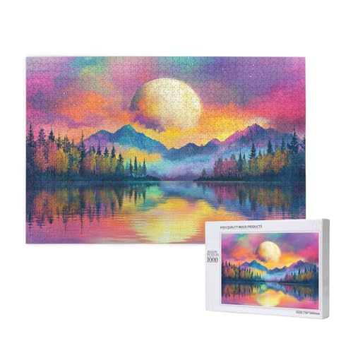 Mond Puzzle 300 Teile Erwachsene, 5D DIY Gebirge Puzzle Design für Erwachsene und Kinder ab 5 Jahren, HD Farbe Puzzel mit Geschenkbox Verpackung for Zimmer Deko Wohnzimmer, Geschenke für Frauen -2847 von Wjffnzbz