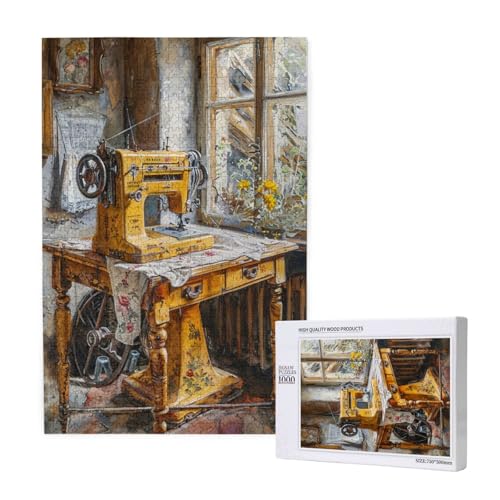 Nähmaschine Puzzle 1000 Teile Erwachsene, Blume Puzzle Design für Erwachsene und Kinder ab 5 Jahren, HD Farbe Puzzel mit Geschenkbox Verpackung for Zimmer Deko Wohnzimmer, Geschenke für Frauen -5709 von Wjffnzbz