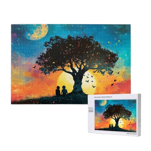 Paar Puzzle 1000 Teile Erwachsene, 5D DIY Baum Puzzle Design für Erwachsene und Kinder ab 5 Jahren, HD Farbe Puzzel mit Geschenkbox Verpackung for Wand Zimmer Deko Wohnzimmer, Geschenke für Frauen -44 von Wjffnzbz