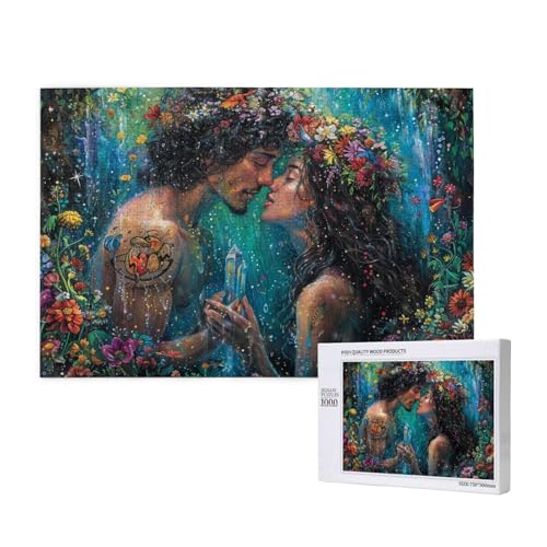 Paar Puzzle 1000 Teile Erwachsene, DIY Blume Puzzle Design für Erwachsene und Kinder ab 5 Jahren, HD Farbe Puzzel mit Geschenkbox Verpackung for Wand Zimmer Deko Wohnzimmer, Geschenke für Frauen -4399 von Wjffnzbz