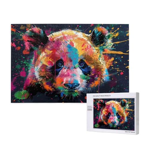 Panda Puzzle 1000 Teile Erwachsene, 5D DIY Farbe Puzzle Design für Erwachsene und Kinder ab 5 Jahren, HD Farbe Puzzel mit Geschenkbox Verpackung for Zimmer Deko Wohnzimmer, Geschenke für Frauen -639 von Wjffnzbz