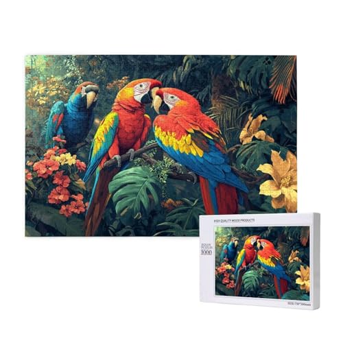 Papagei Puzzle 1000 Teile Erwachsene, DIY Blume Puzzle Design für Erwachsene und Kinder ab 5 Jahren, HD Farbe Puzzel mit Geschenkbox Verpackung for Zimmer Deko Wohnzimmer, Geschenke für Frauen -2794 von Wjffnzbz