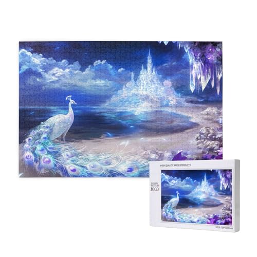 Pfau Puzzle 1000 Teile Erwachsene, 5D DIY Festung Puzzle Design für Erwachsene und Kinder ab 5 Jahren, HD Farbe Puzzel mit Geschenkbox Verpackung for Zimmer Deko Wohnzimmer, Geschenke für Frauen -399 von Wjffnzbz