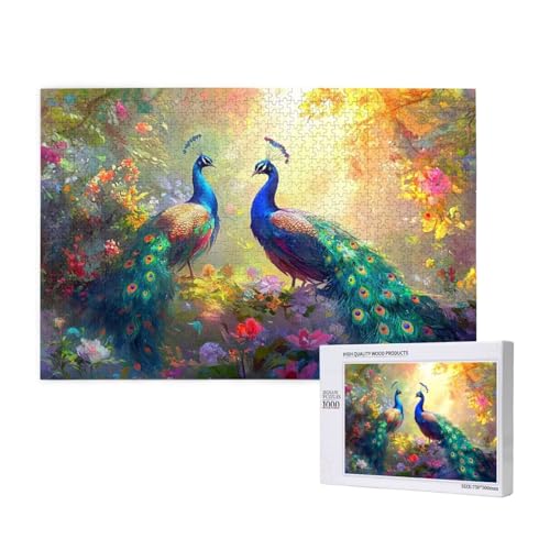 Pfau Puzzle 1000 Teile Erwachsene, DIY Blume Puzzle Design für Erwachsene und Kinder ab 5 Jahren, HD Farbe Puzzel mit Geschenkbox Verpackung for Wand Zimmer Deko Wohnzimmer, Geschenke für Frauen -2199 von Wjffnzbz