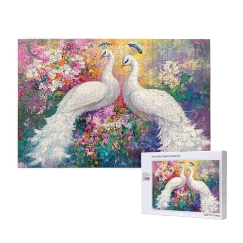 Pfau Puzzle 1000 Teile Erwachsene, DIY Blume Puzzle Design für Erwachsene und Kinder ab 5 Jahren, HD Farbe Puzzel mit Geschenkbox Verpackung for Wand Zimmer Deko Wohnzimmer, Geschenke für Frauen -2039 von Wjffnzbz