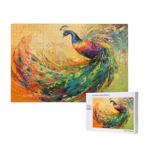 Pfau Puzzle 1500 Teile Erwachsene, DIY Abstrakt Puzzle Design für Erwachsene und Kinder ab 5 Jahren, HD Farbe Puzzel mit Geschenkbox Verpackung for Zimmer Deko Wohnzimmer, Geschenke für Frauen -1130 von Wjffnzbz