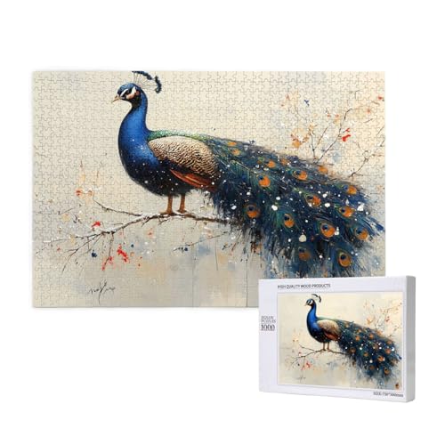 Pfau Puzzle 300 Teile Erwachsene, 5D DIY Tier Puzzle Design für Erwachsene und Kinder ab 5 Jahren, HD Farbe Puzzel mit Geschenkbox Verpackung for Wand Zimmer Deko Wohnzimmer, Geschenke für Frauen -747 von Wjffnzbz