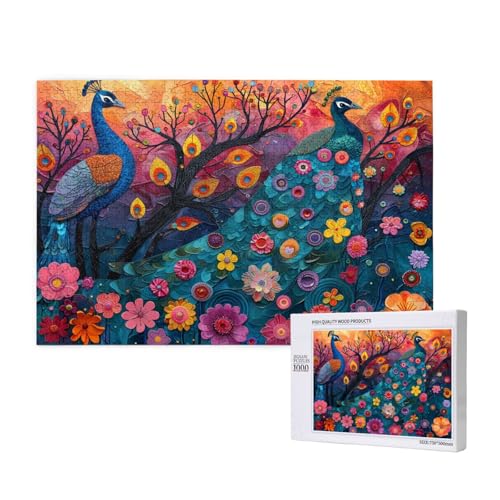 Pfau Puzzle 300 Teile Erwachsene, DIY Blume Puzzle Design für Erwachsene und Kinder ab 5 Jahren, HD Farbe Puzzel mit Geschenkbox Verpackung for Wand Zimmer Deko Wohnzimmer, Geschenke für Frauen -4192 von Wjffnzbz